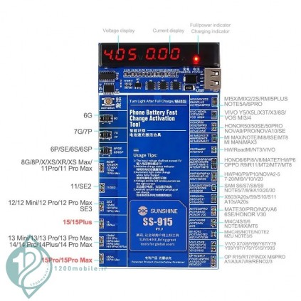 تستر باطری آیفون و اندروید سانشاین  Sunshine ss-915 v9